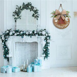 Christmas Decoration Wreaths Rustic Christmas Hanging Door Sign with Plaid Bow